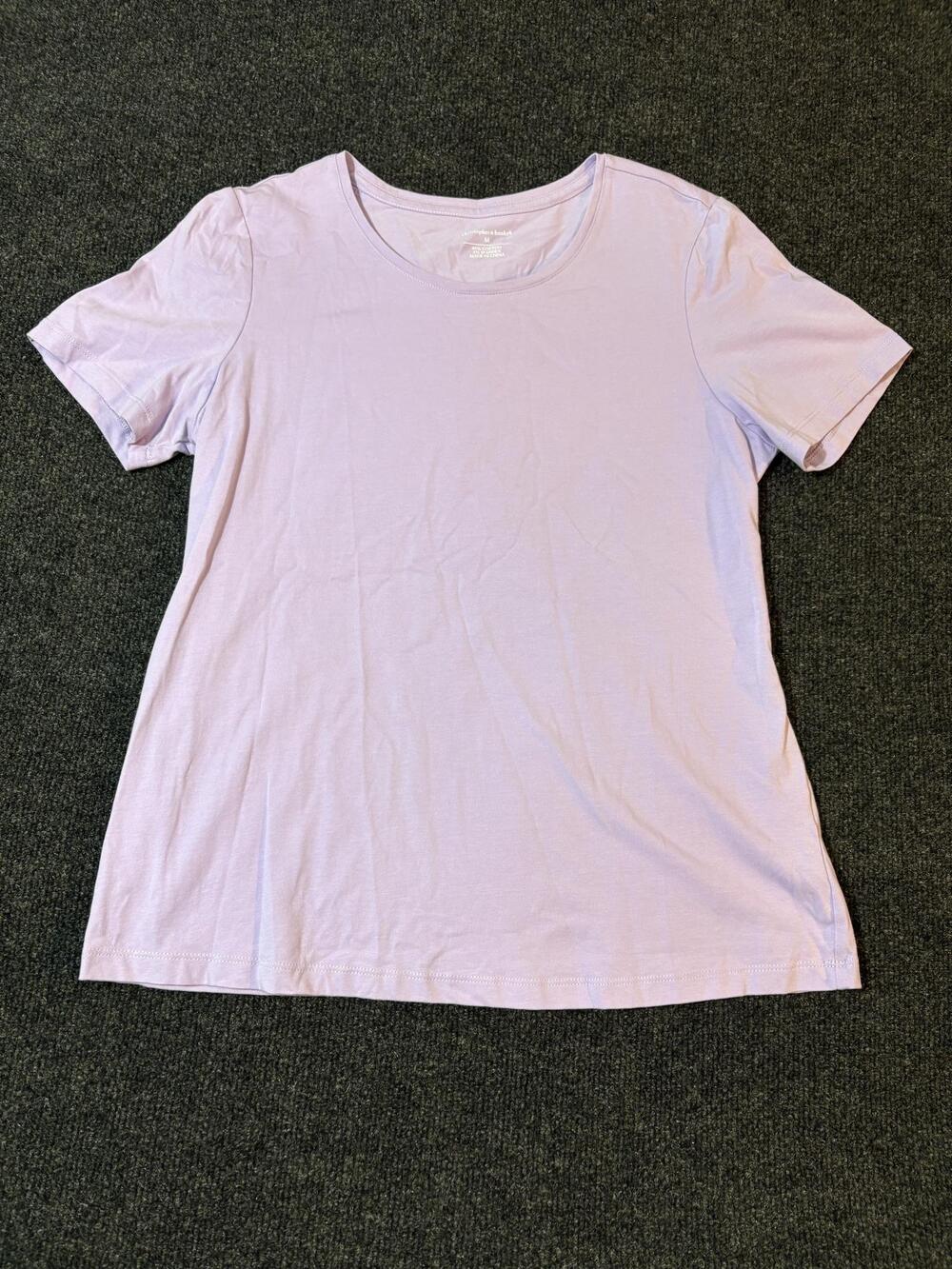 Christopher & Banks Shirt Womens M Purple Crew Neck Short Sleeve Stretch T Shirt
